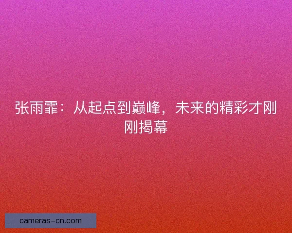 张雨霏：从起点到巅峰，未来的精彩才刚刚揭幕